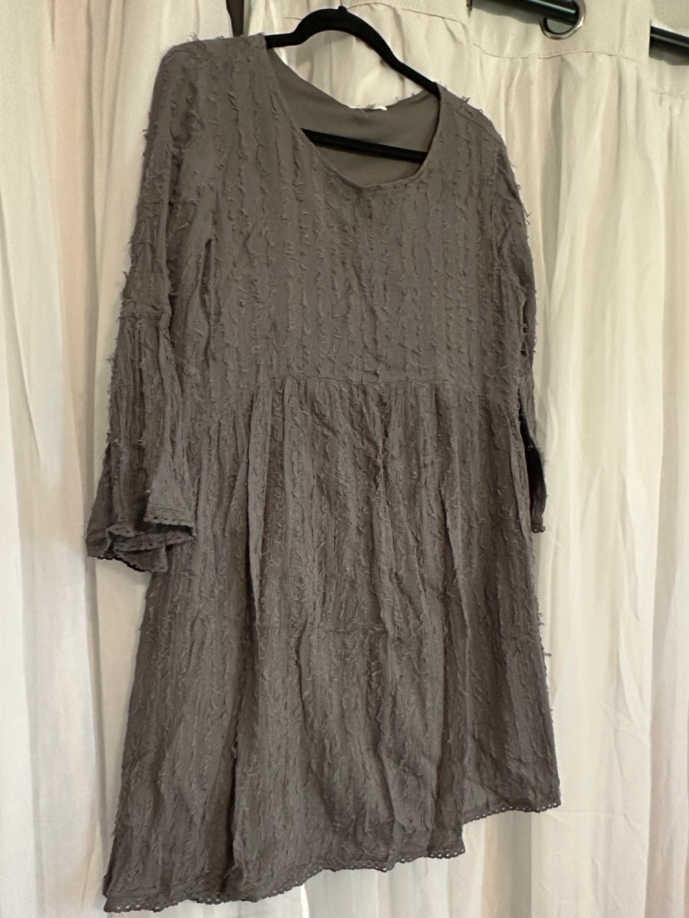 Indigo Soul Charcoal fuzzy Stitch Bo-Ho Stitch Mini Dress - Picture 4 of 12